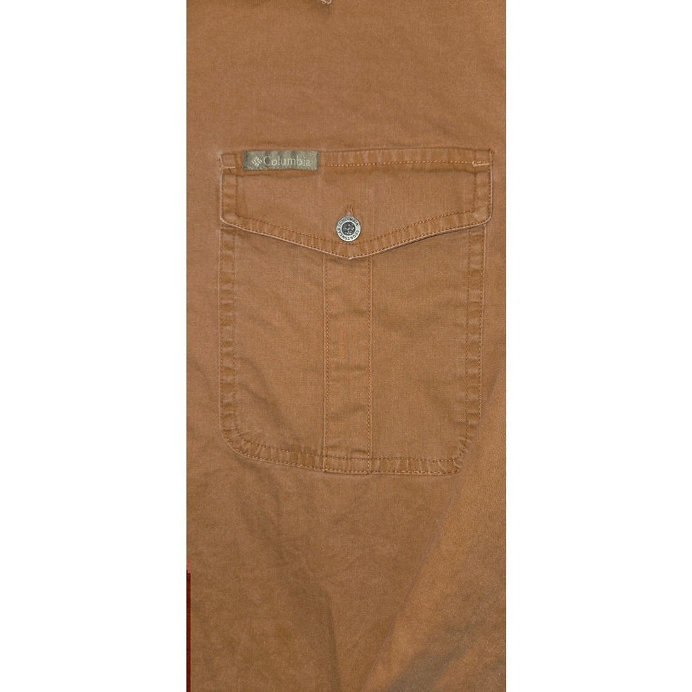 Columbia Mens XL Burnt Orange Brushed Cotton Long Sleeve Utility Shirt